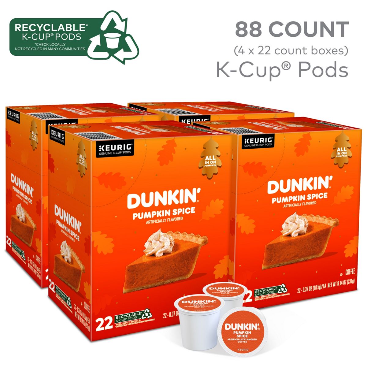 Dunkin' Pumpkin Spice Coffee K-Cup Pods