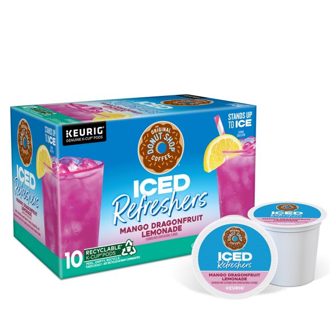 The Original Donut Shop Coffee Iced Refreshers Mango Dragonfruit Lemonade K-Cup Pods