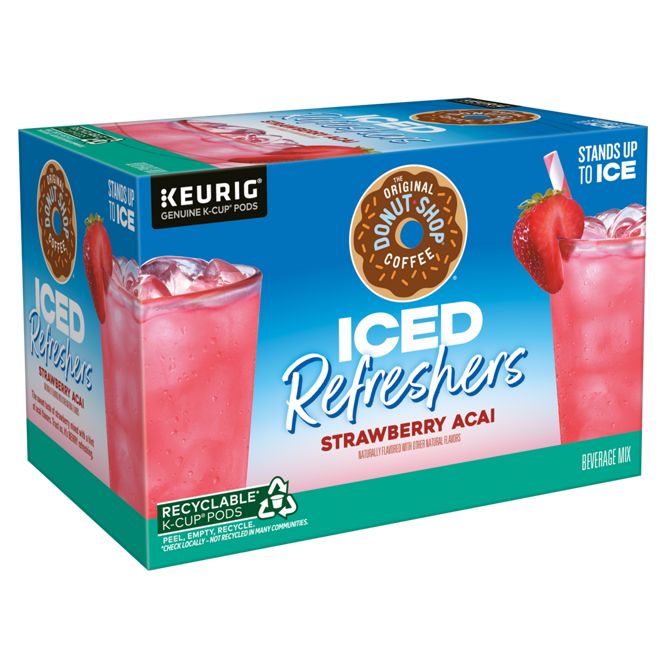 The Original Donut Shop Coffee Iced Refreshers Straw Acai K-Cup Pods