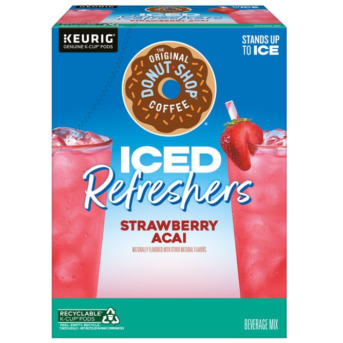 The Original Donut Shop Coffee Iced Refreshers Straw Acai K-Cup Pods
