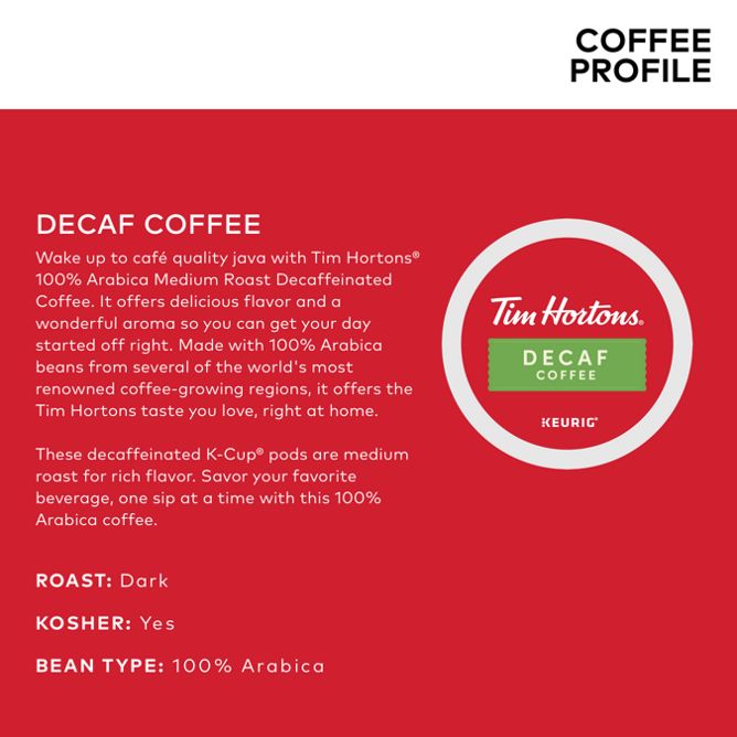 Tim Hortons Coffee Decaf Coffee K-Cup Pods