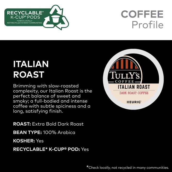 Tully's Coffee Italian Roast (Dark Roast) K-Cup Pods