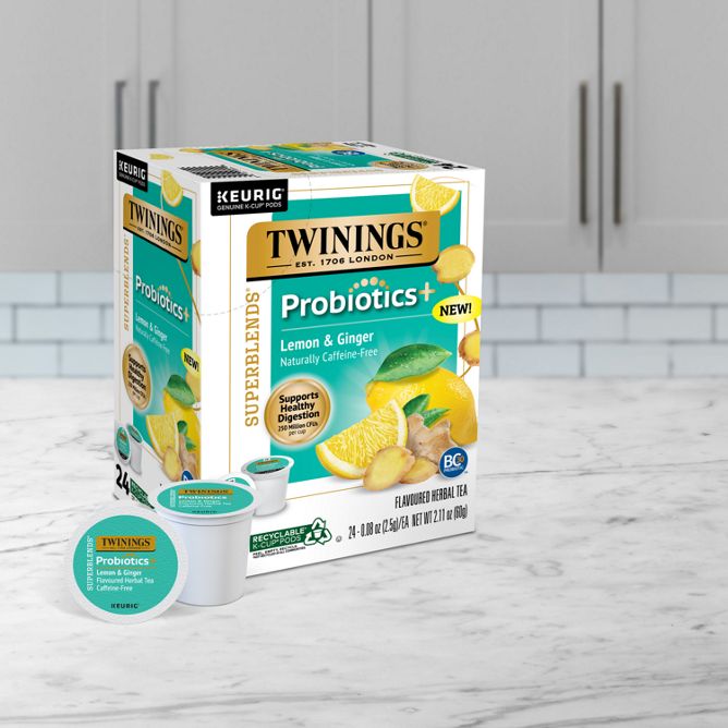 Twining's of London Lemon & Ginger Probiotic Tea K-Cup Pods